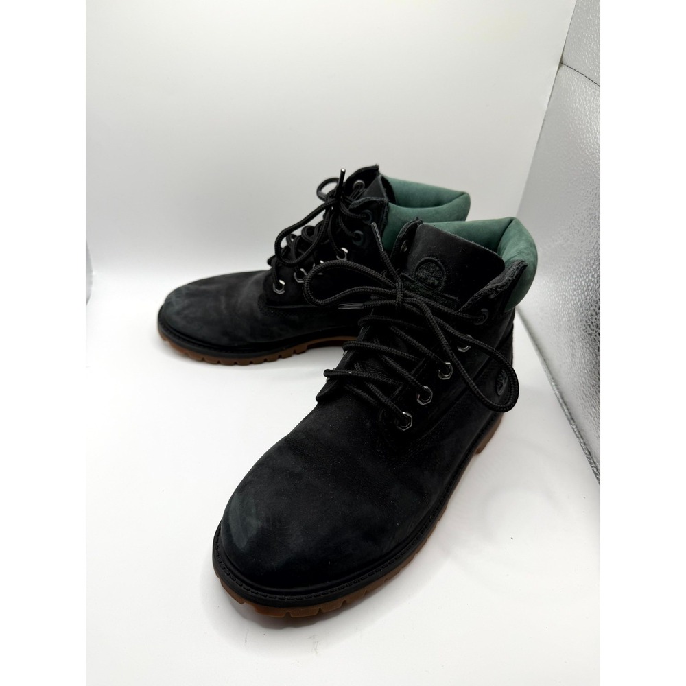 Timberland 6 Inch Premium TB0A6CU8001 Boys 3 Varsity Chenille Black Nubuck Boot